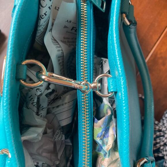 Coach Purse Handbag Satchel Turquoise - Picture 5 of 10
